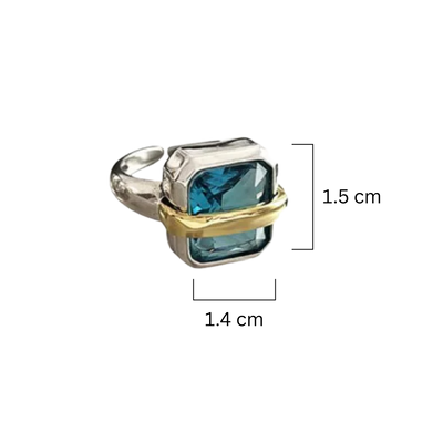 טבעת כסף עם זירקון כחול