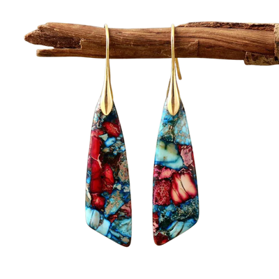 עגילי אבנים צבעוניים רטרו