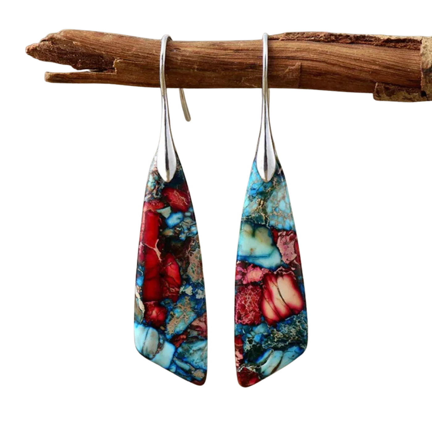 עגילי אבנים צבעוניים רטרו