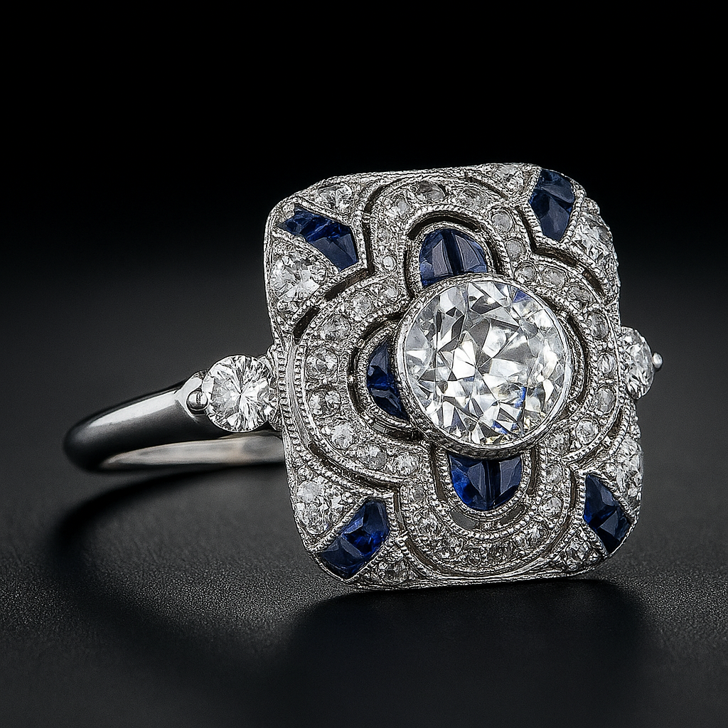 טבעת כסף וינטג' עם זירקוניה כחולה