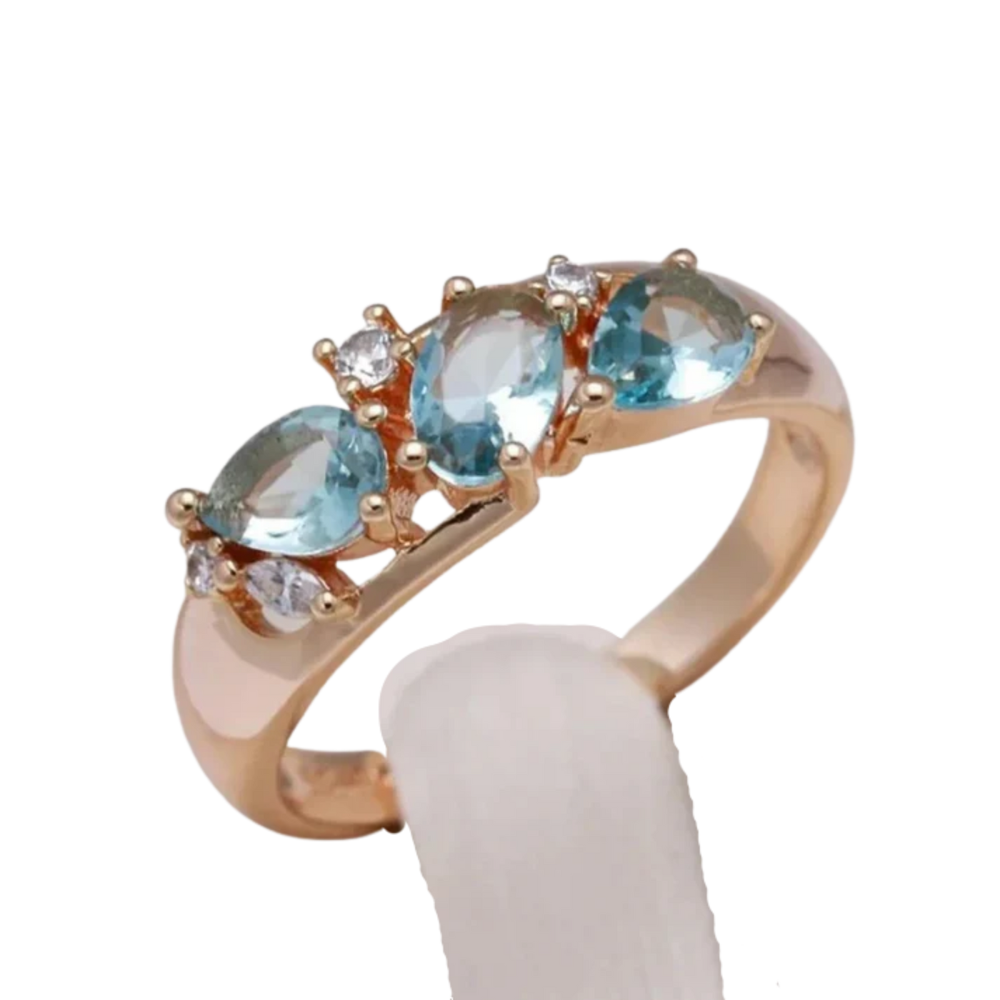 טבעת זהב עם זירקוניה כחולה