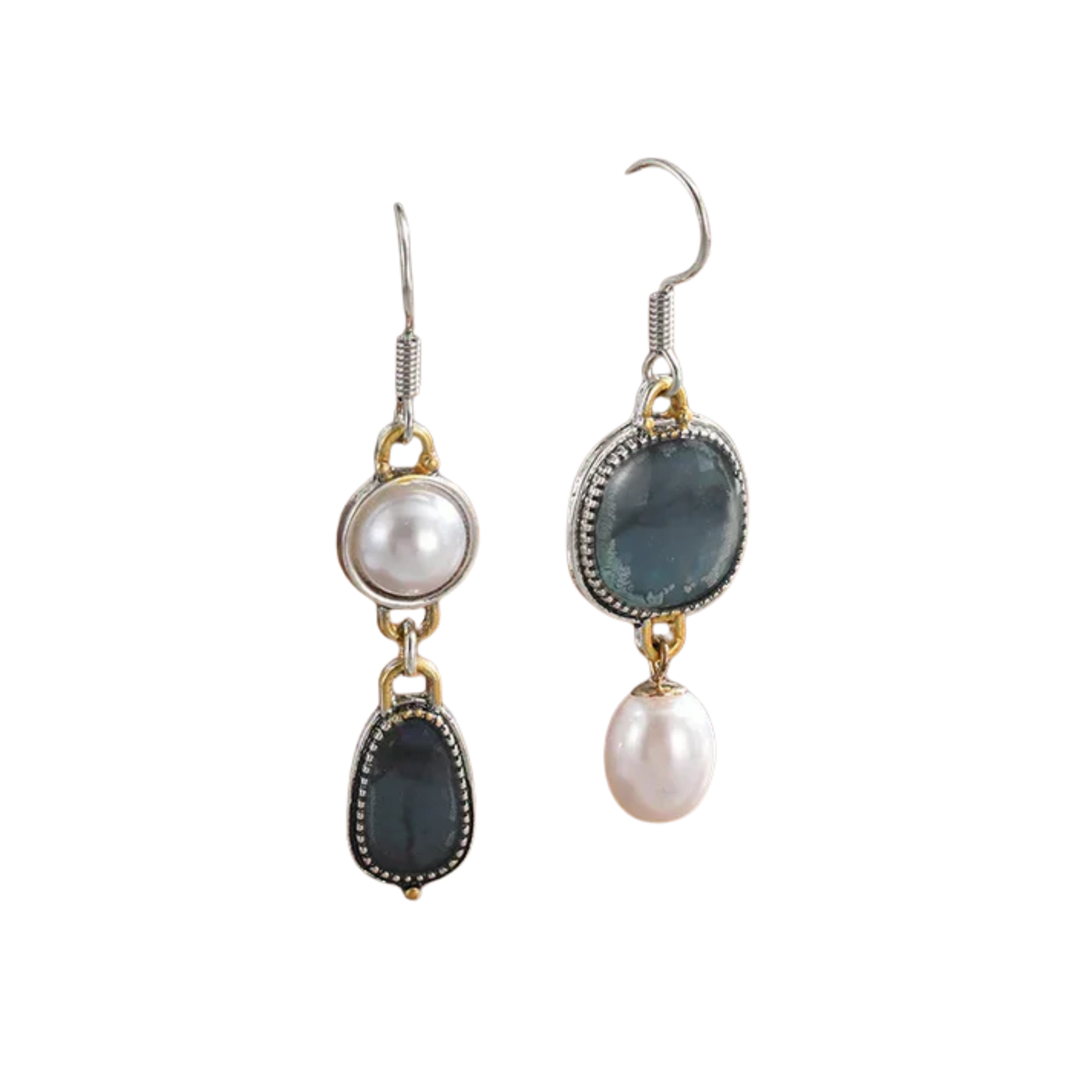 עגילי אבן טבעית כחולה רטרו