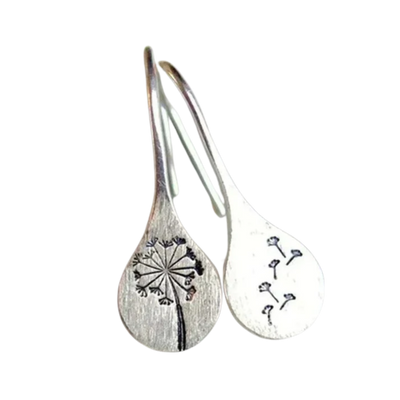 עגילי כסף אלגנטיים בעיצוב עלי אבקת חלב (דלדניון)