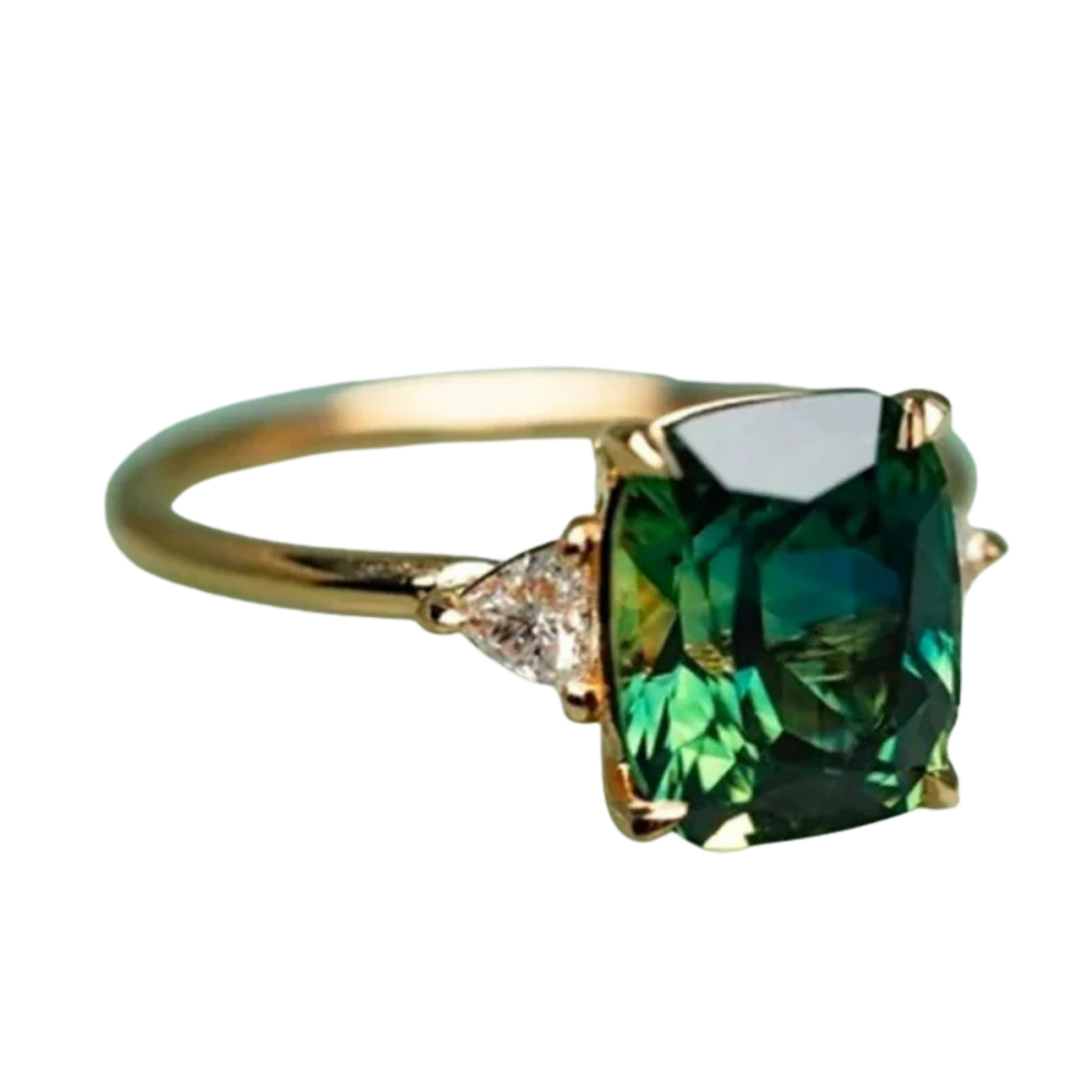 טבעת זהב עם זירקוניה ירוקה