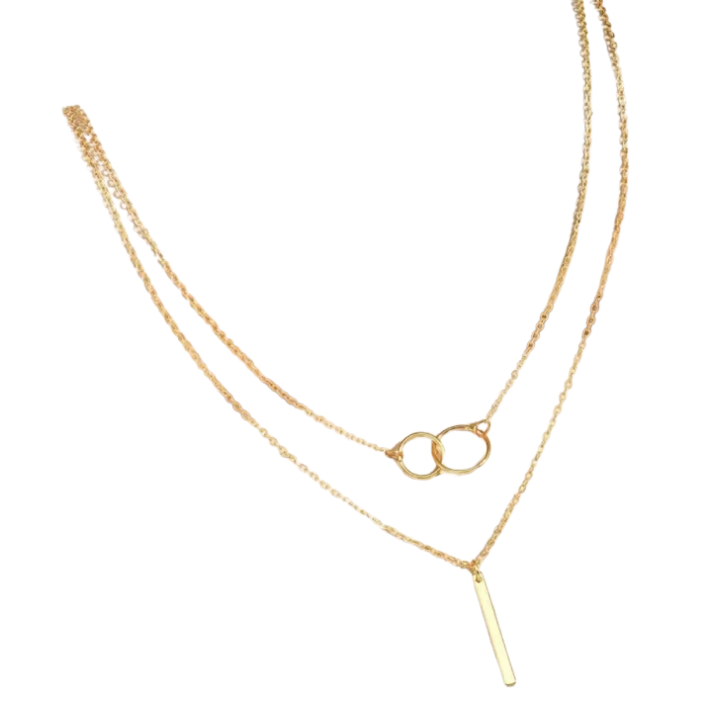 שרשרת תליון רטרו מזהב עם שני עיגולים