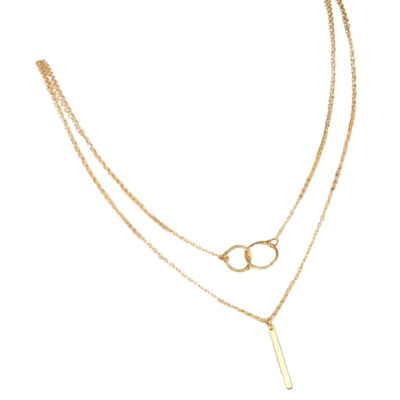 שרשרת תליון רטרו מזהב עם שני עיגולים