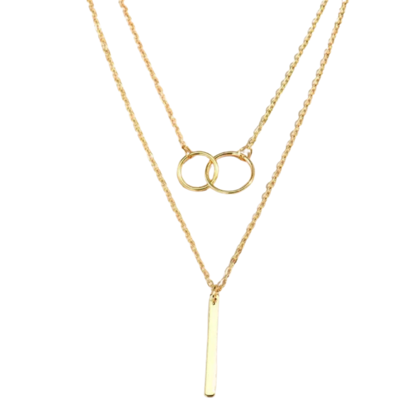 שרשרת תליון רטרו מזהב עם שני עיגולים