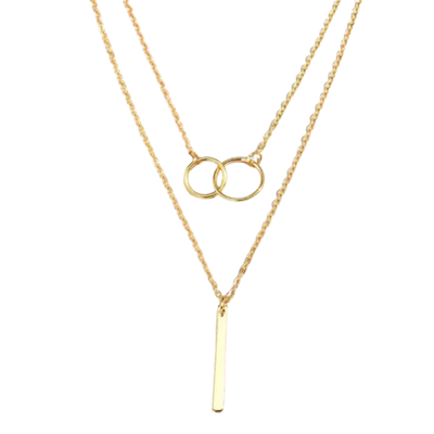 שרשרת תליון רטרו מזהב עם שני עיגולים