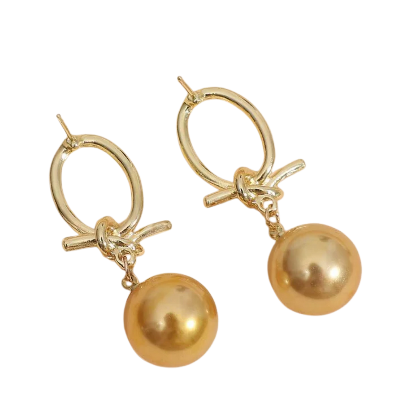 עגילי חישוק פנינה מוזהבים