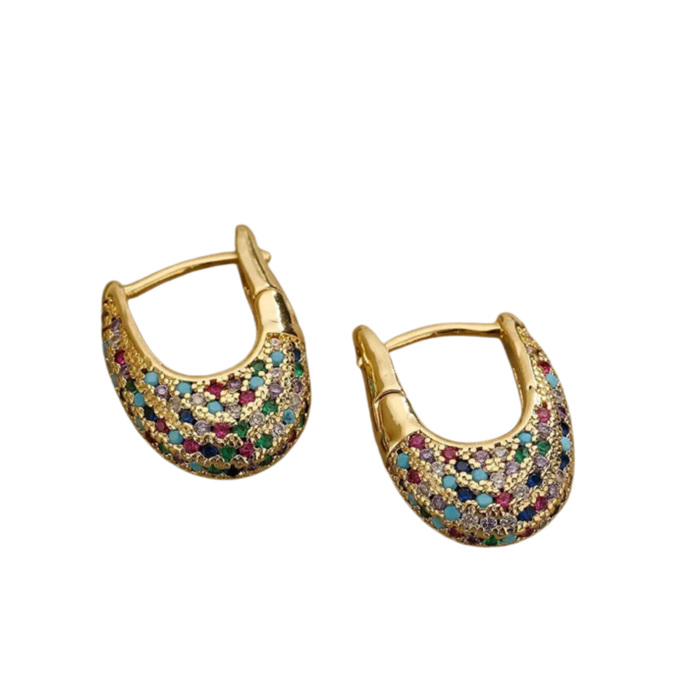 עגילים צבעוניים בעיצוב שיבוץ