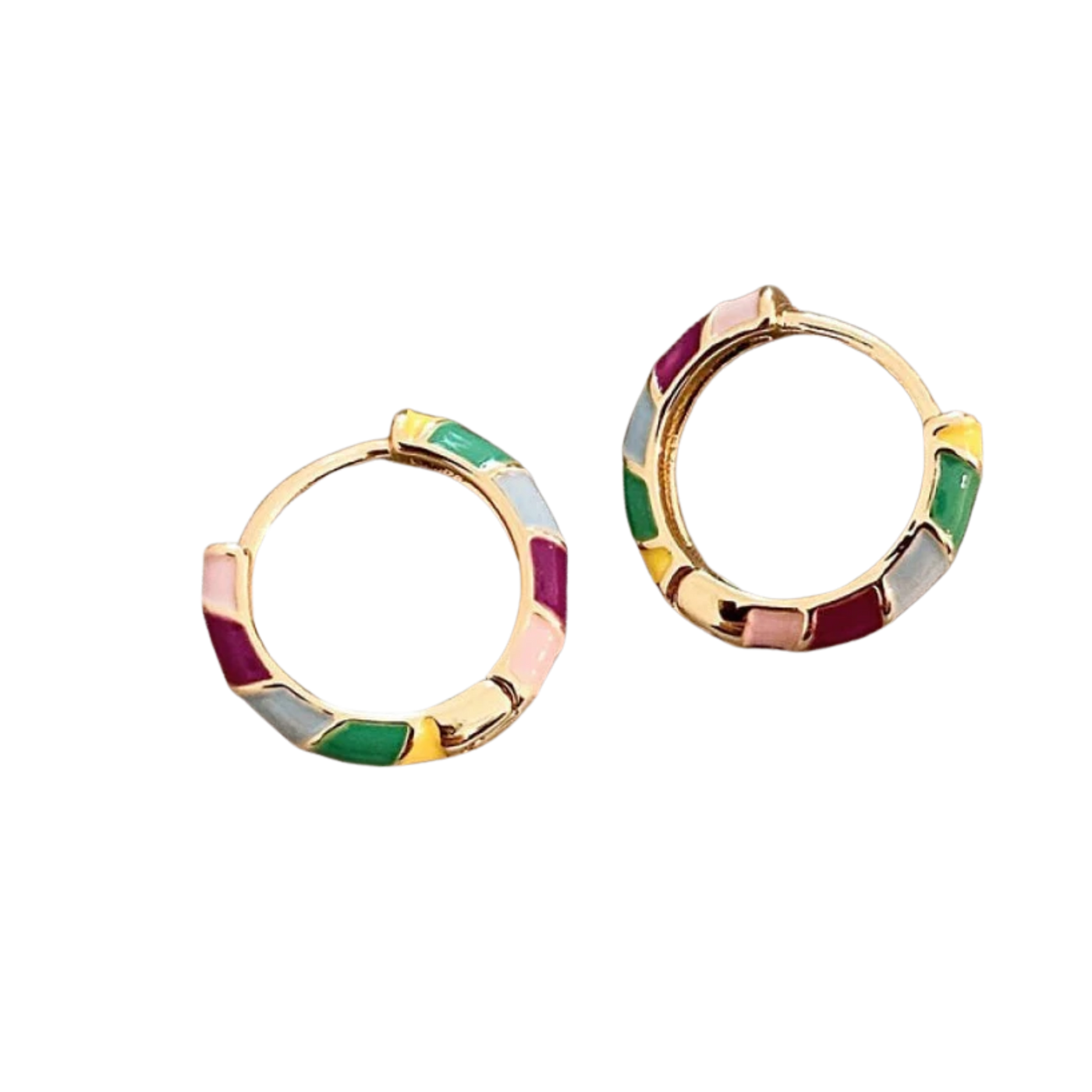 עגילי זהב אלגנטיים עם אמייל צבעוני