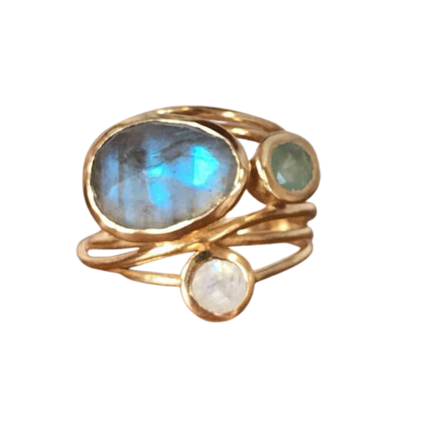 טבעת וינטג’ משובצת באבן ירח כחולה