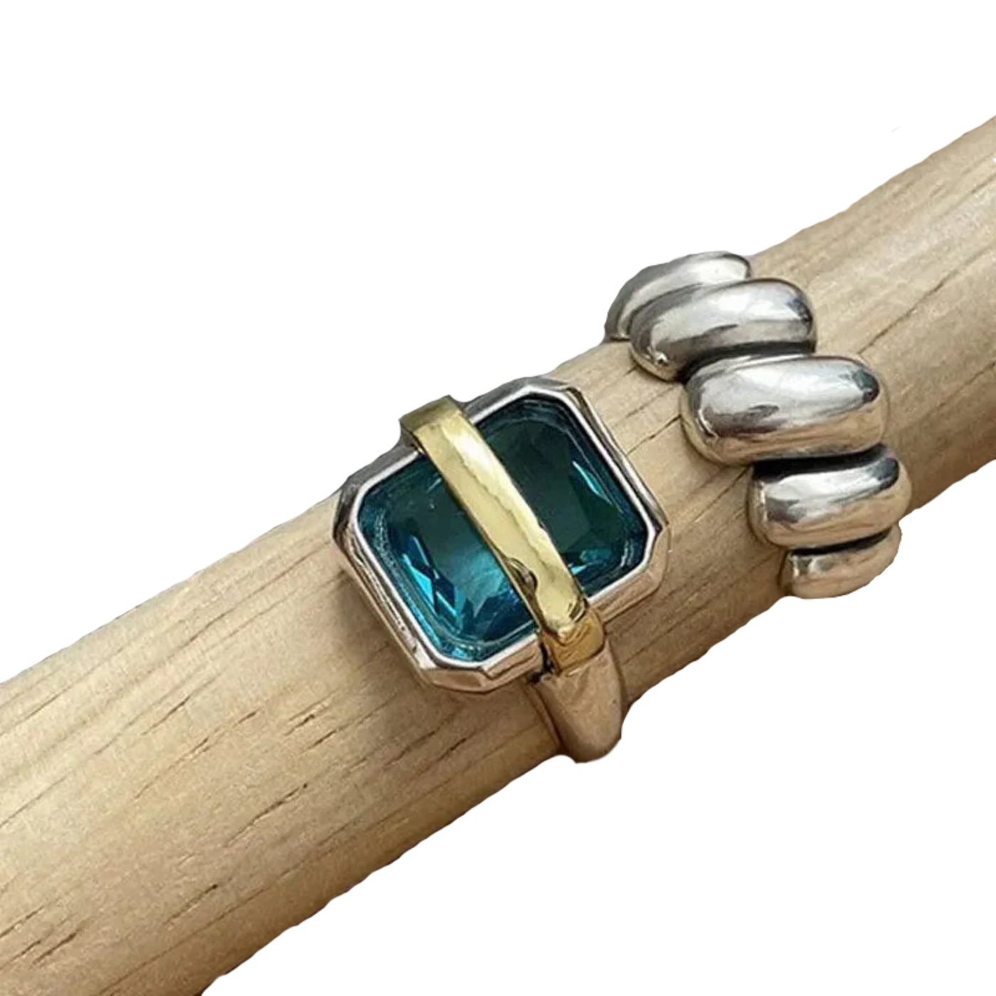 טבעת כסף עם זירקון כחול