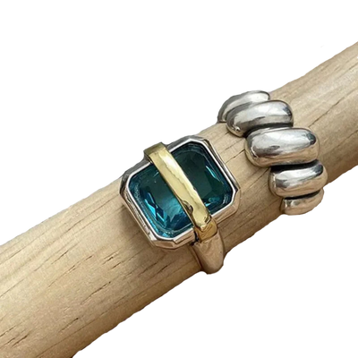 טבעת כסף עם זירקון כחול