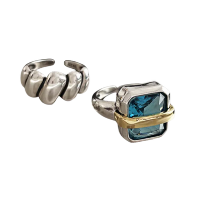 טבעת כסף עם זירקון כחול