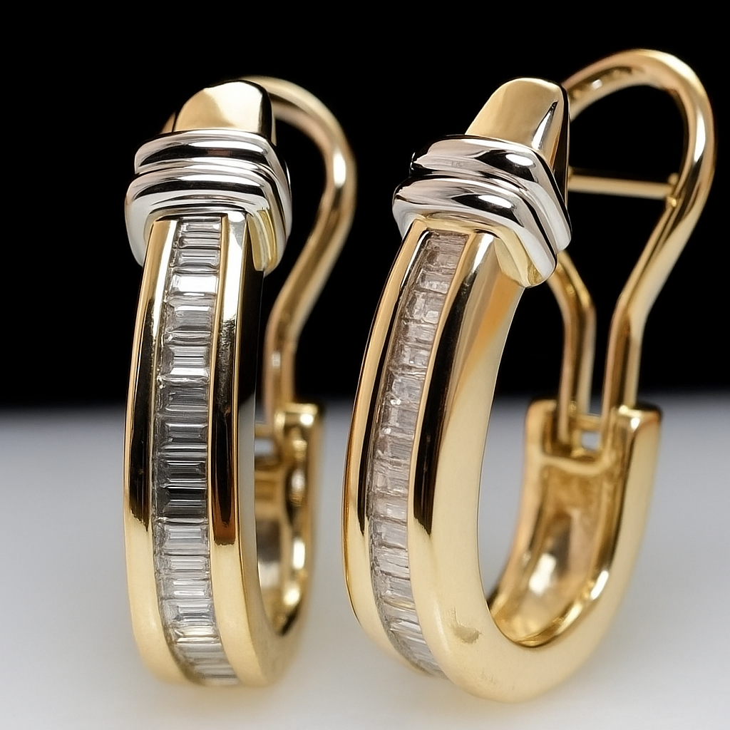 עגילי זהב ויהלומים וינטג'