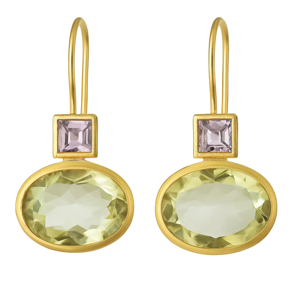 עגילי זהב ירוק וינטג'