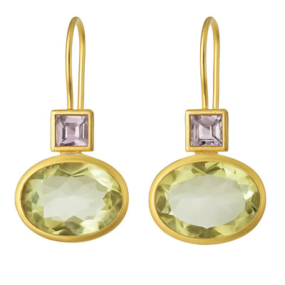 עגילי זהב ירוק וינטג'