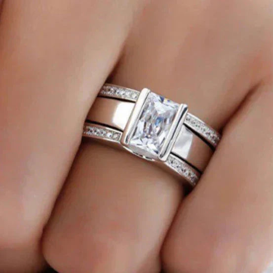 טבעת קריסטל כסף וינטג'